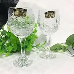 未使用品 POLONIA ポロニア 小さめ切子食前酒グラス　ペア