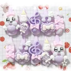 ネイルチップ 量産型 地雷系 平成女児 現品 紫 メンカラ 推し活 ゆめかわい