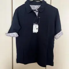 新品　ネイビー 半袖ポロシャツ Sサイズ UVカット ゴルフ スポーツ 花柄