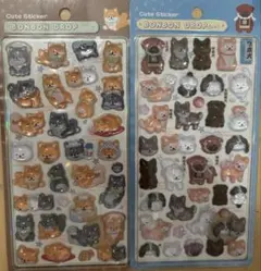 ボンボンドロップシール　和柄　柴犬　日本犬　2枚セット