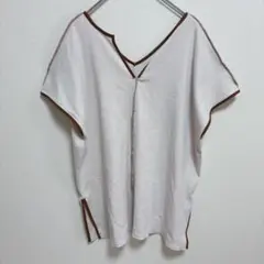 【gleam】(F)Ｖネック配色パイピングトップス/ゆったりシルエットのサムネイル
