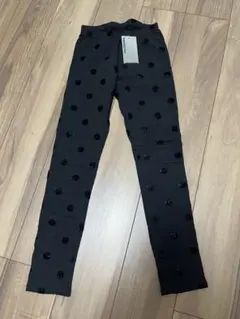 新品タグ付⭐︎カルツェドニアcalzedoniaレギンス黒11-12歳ドットラメ