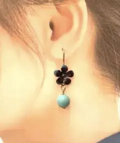 1082天然石ターコイズの素敵なイヤリング　シルバー