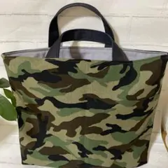 迷彩カモフラ 大きめレッスンバック ハンドメイド 丈夫 お道具袋