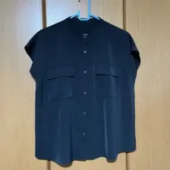 ⬛︎GU バンドカラー　フレンチブラウス　XL黒