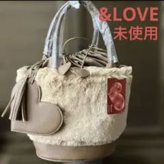 &LOVE アンドラブ もこもこ ファー トートバッグ ハート ミラー チャーム