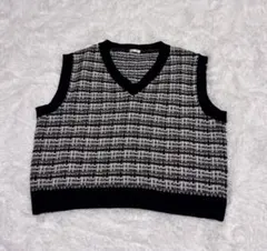 チェック柄 ニットベスト Lサイズ