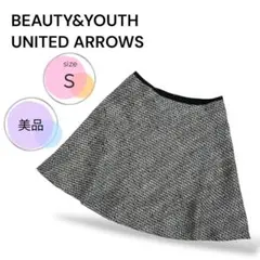 BY ユナイテッドアローズ ツイードフレアスカート　ミニスカート　日本製　S 黒