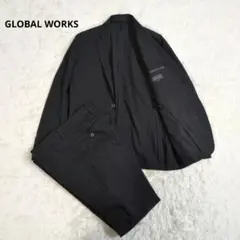グローバルワーク　セットアップ　カジュアル　ストレッチ　ジャケット　パンツ　黒