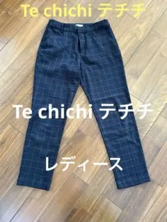 Te chichi テチチ・レディースチェック柄カジュアルパンツネイビー