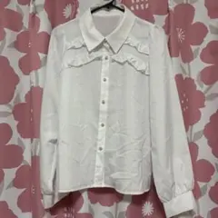 GRL フリル付きホワイト長袖シャツ