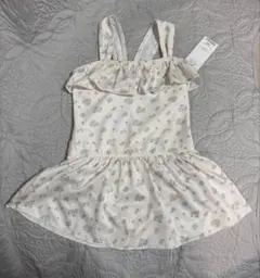 ☆新品タグ付き☆120ワンピース水着　フリル　お花柄　ホワイト　TOPVALU