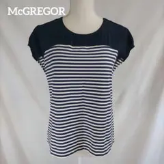 McGREGOR ボーダー トップス L ネイビー 半袖 カットソー 切替