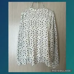 【美品】earth music&ecology　ブラウス　花柄　ホワイト