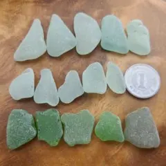 シーグラス　グリーン　15個