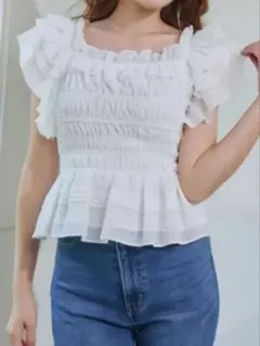 Herlipto La Plage Peplum Top pale mint S - メルカリ