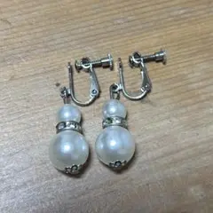 パール イヤリング シルバーカラー 両耳