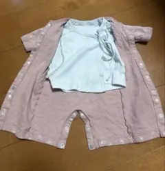 短肌着付き花柄長袖ツーウェイオール 【ベビー服 新生児】　50〜60
