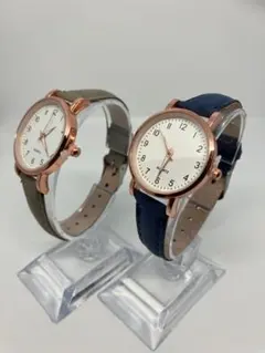 【新品】クォーツ腕時計 グレー ネイビー 2点セット【動作確認済み】