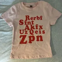 フロントプリント 半袖Tシャツ ピンク