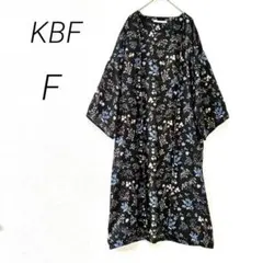 ケービーエフ　花柄シフォンガウン ブラック系 フリーサイズ ロング羽織り