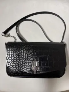 ZARA エナメルレザー クロコダイル型押し ショルダーバッグ