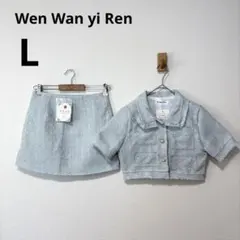 新品 L ツイードセットアップ 半袖ジャケット ミニスカート ドレス パーティー