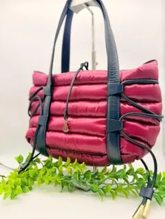 極美品✨MONCLER モンクレール ダウン トートバッグ バーガンディ