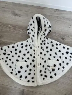 ジェラートピケ　ベビー フード付きポンチョ 水玉模様