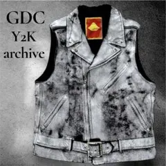 GDC Y2K archive ベスト　ペイント加工　ベルト　ライダースベストのサムネイル