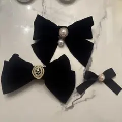 E♡様専用ブラックリボンヘアアクセサリー 3点セット