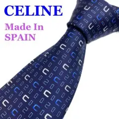 未使用品❗️ セリーヌ CELINE ネクタイ ブランドロゴ ネイビー　スペイン製