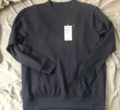 無印　クルーネック　長袖Tシャツ M ダークネイビー ワッフル　未使用