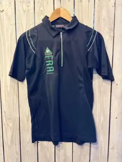 □ le coq sportif 黒×緑　ハーフジップゴルフシャツ