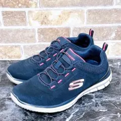 【2407】✨美品✨Skechers メモリーフォーム　スニーカー　ネイビー