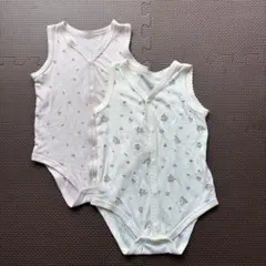 ベビー肌着　ノースリーブ前開きロンパース肌着　2枚セット(70cm)