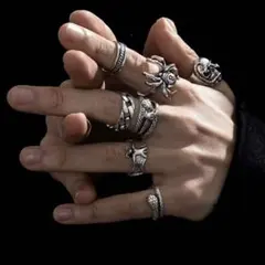opium punk rings y2k archive 00s 7pcs