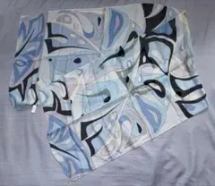 抽象デザイン スカーフ 青系