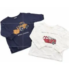 プティマイン ロンT 80 男の子 2枚セット 働く車 保育園着 長袖