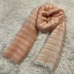 ★極美品★リネン100%★自由区　レディースストール　ストライプ　春色　ピンクのサムネイル