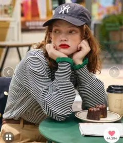 BONLECIL リブストライプ長袖トップス