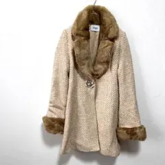 【H-031】 デイライルノアール ファー付き コート アウター Lサイズ