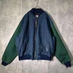 90s USA製 ヴィンテージ 刺繍 ブルゾン デニム 中綿 Mobetta