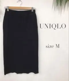 UNIQLO　リブタイトスカート　M　ブラック　バックスリット　レディースのサムネイル