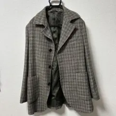COMME CA ISM グレー系チェック ジャケット Lサイズ