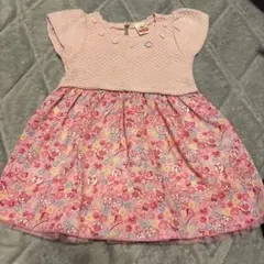 アンパンマン花柄ワンピース ピンク色90サイズ