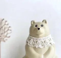 つけ襟　しろくま貯金箱　お着替え　白　レース　リネン　北欧のサムネイル