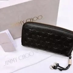美品 正規品 JIMMY CHOO スターエンボス ラウンドファスナー 長財布