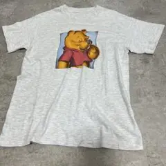 古着　くまのぷーさん　シングルステッチ　メンズTシャツ　グレー