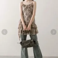 OLIVE des OLIVE チェック柄ノースリーブミニワンピース